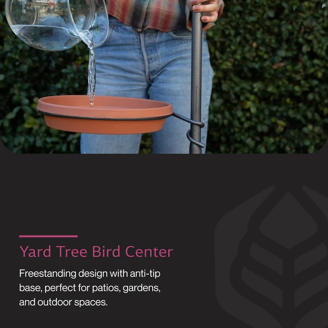 Alt view image 2 of 6 - Yard Tree Bird Center, Outdoor Hanging Plant Stand, IYTBC-4 | Steel Plant Stand with Bird Batch Station, Steel Construction, Easy Installation, Functional and Decorative Outdoor Design
