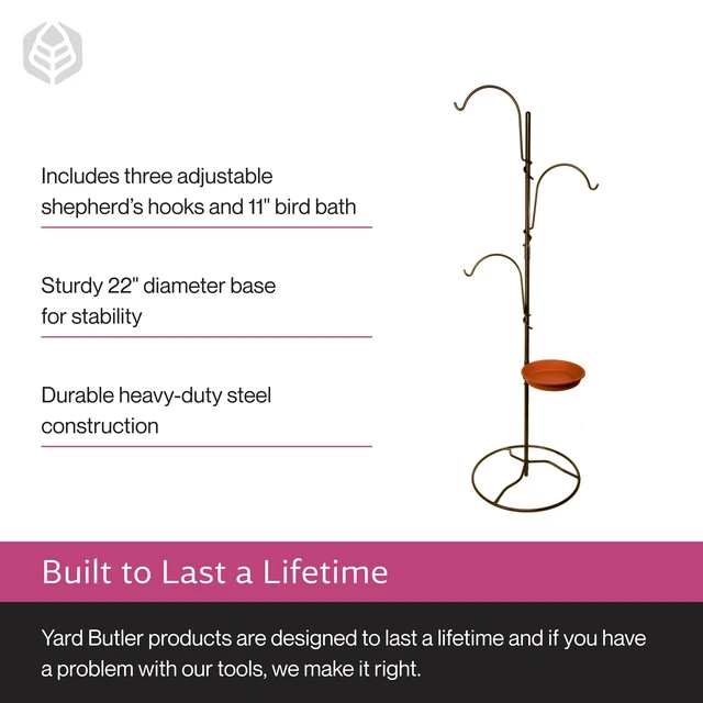 Alt view image 4 of 6 - Yard Tree Bird Center, Outdoor Hanging Plant Stand, IYTBC-4 | Steel Plant Stand with Bird Batch Station, Steel Construction, Easy Installation, Functional and Decorative Outdoor Design