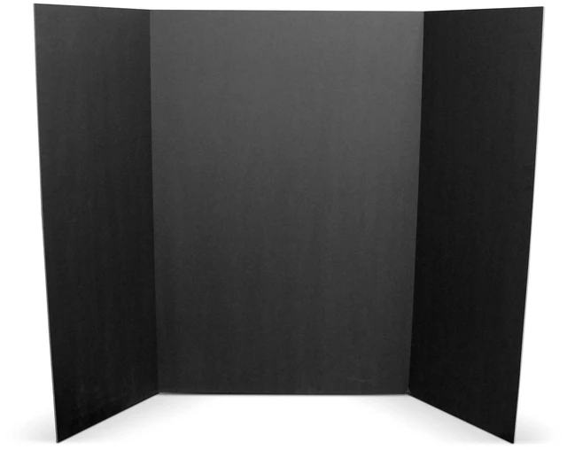 Main image of 36"x48" Total Black Trifold Foam Project Boards - 10 Pack | Durable 3/16" thick foam boards that stand securely; ideal for school displays, event signage, and professional presentations