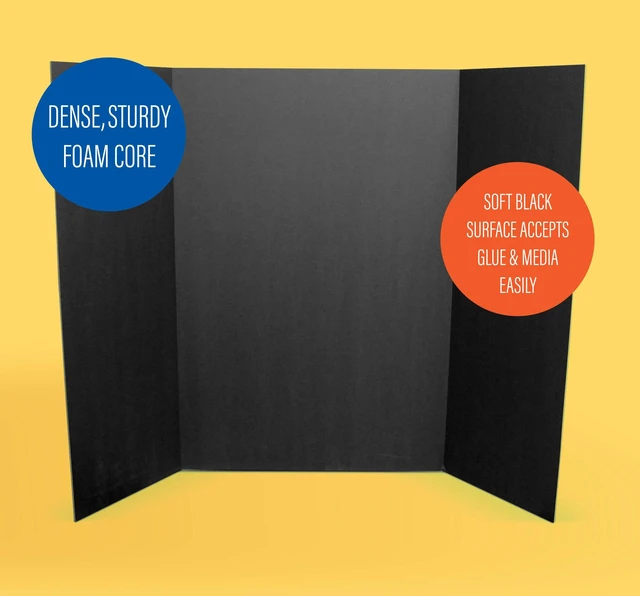 Alt view image 2 of 4 - 36"x48" Total Black Trifold Foam Project Boards - 10 Pack | Durable 3/16" thick foam boards that stand securely; ideal for school displays, event signage, and professional presentations