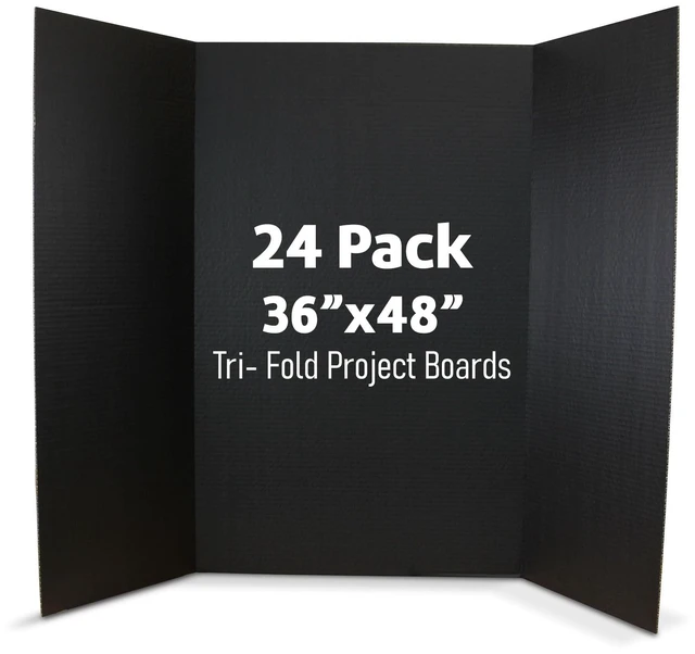 Main image of 36 x 48 Project Boards for Presentations, Science Fair, School Projects, Event Displays and Trifold Picture Board, Proudly Made in USA - Black - 24 Pack
