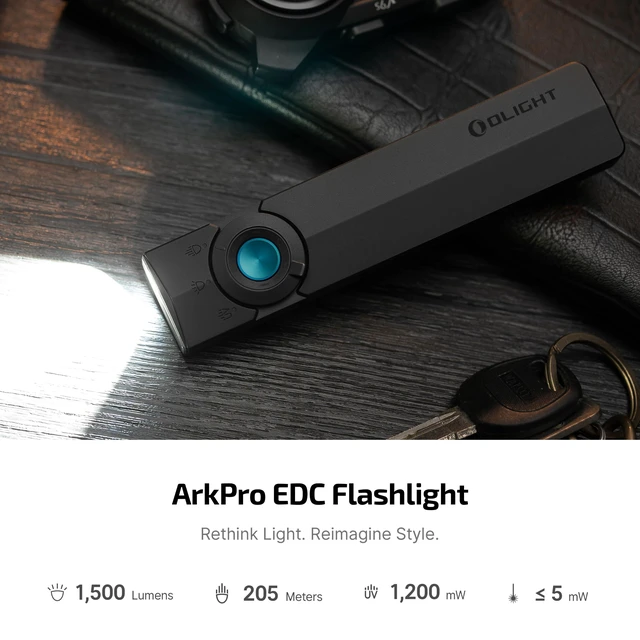 Alt view image 2 of 7 - ArkPro EDC Flat Flashlight Rechargeable, Pocket Light, Black CW | Green Beam, White LED, UV Flashlight, 1500 Lumens Flash Light, USB-C Magnetic, Camping Lights, Emergency Work Outdoor Home
