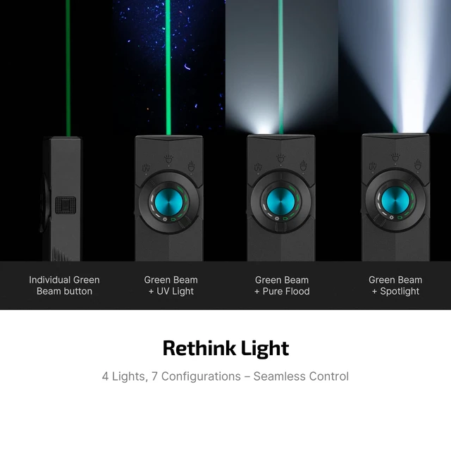 Alt view image 4 of 7 - ArkPro EDC Flat Flashlight Rechargeable, Pocket Light, Black CW | Green Beam, White LED, UV Flashlight, 1500 Lumens Flash Light, USB-C Magnetic, Camping Lights, Emergency Work Outdoor Home