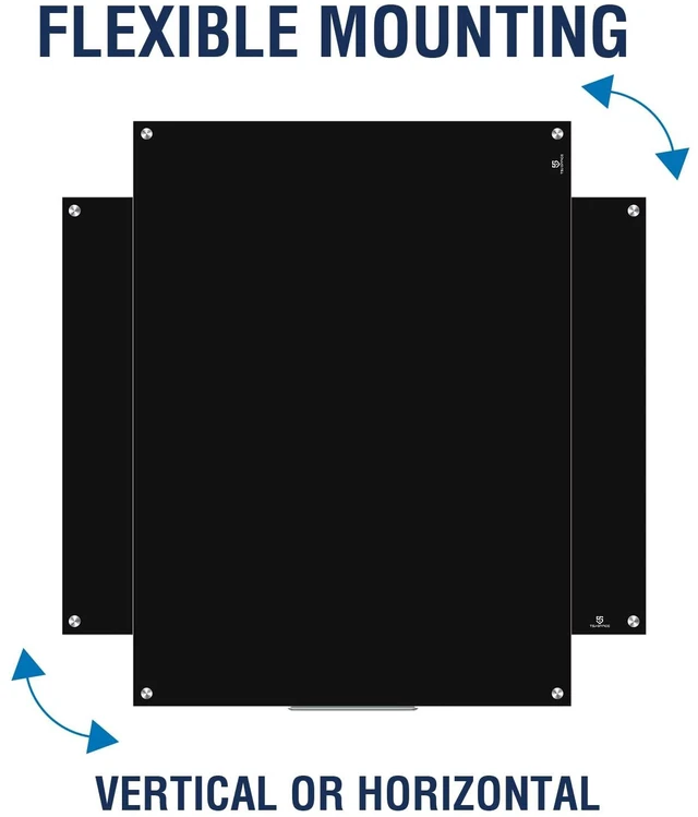 Alt view image 3 of 7 - White Board for Wall - 48" x 30" Black Glass Board 4 X 3 FT | Wall Mounted Magnetic Whiteboard, Frameless Large Dry Erase Board for Office, Home & School Supplies