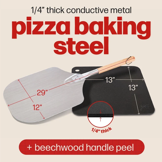 Alt view image 2 of 7 - Pizza Steel PRO by | XL 1/4" Thick Square Conductive Metal Baking Steel for Oven and BBQ Cooking Pizzas | Bake and Grill Bread and Calzone with our Cast Iron Pizza Stone