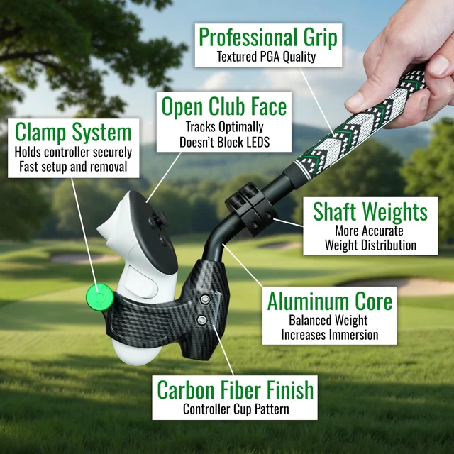 Alt view image 3 of 7 - - DriVR Ace - Golf Club for Quest - Realistic VR Golf Simulator Handle - Weighted VR Golf Club Grip for Enhanced Play