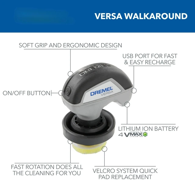Alt view image 3 of 7 - Versa Power Scrubber Kit with 5 Scrub Daddy Cleaning Sponge Pads - Waterproof Cordless Electric Spin Scrubber, High Speed, Multi-Surface Cleaning for Kitchen, Household, and Bathroom, PC10-07