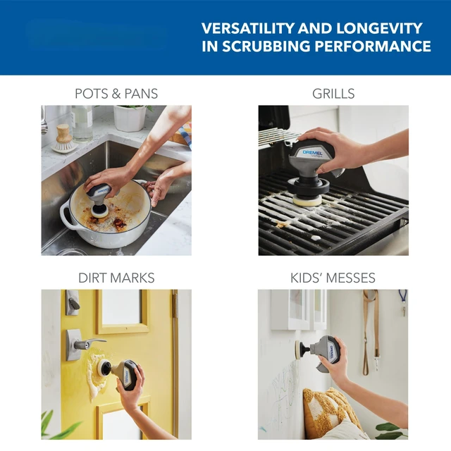 Alt view image 4 of 7 - Versa Power Scrubber Kit with 5 Scrub Daddy Cleaning Sponge Pads - Waterproof Cordless Electric Spin Scrubber, High Speed, Multi-Surface Cleaning for Kitchen, Household, and Bathroom, PC10-07
