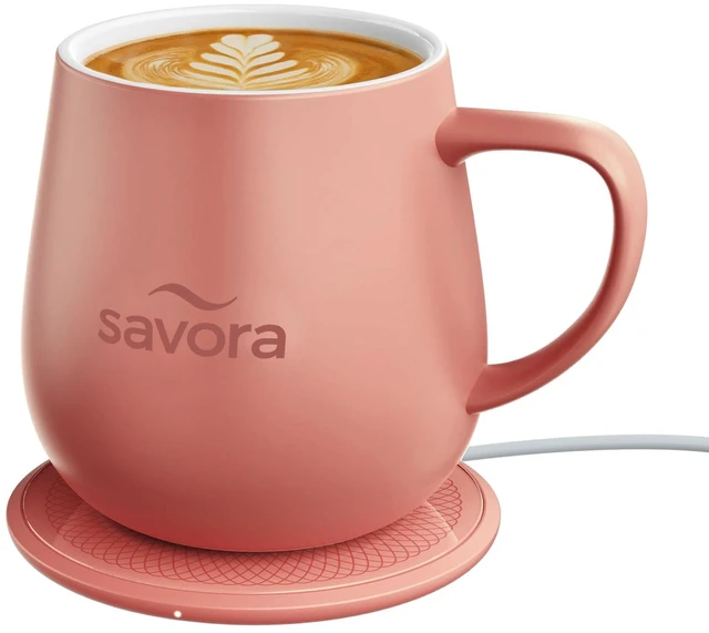 Main image of 12oz IntelliHeat Coffee Mug | Baristas Choice | Exclusive Wireless SmartSense Pad | Maintains Perfect 135°F | Hand-Crafted Ceramic Mug & Lid | Great for Tea Drinkers | Backed for Life - Pink
