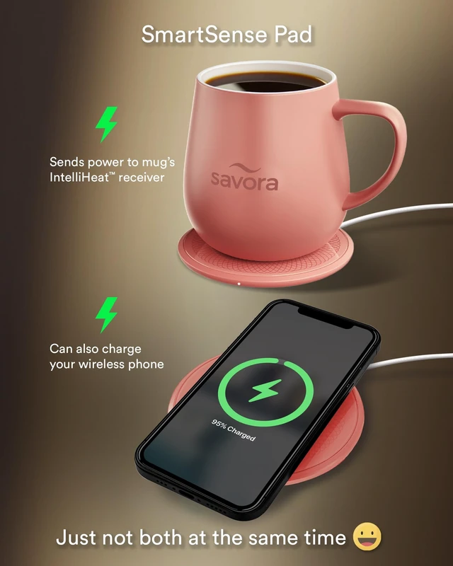 Alt view image 3 of 6 - 12oz IntelliHeat Coffee Mug | Baristas Choice | Exclusive Wireless SmartSense Pad | Maintains Perfect 135°F | Hand-Crafted Ceramic Mug & Lid | Great for Tea Drinkers | Backed for Life - Pink