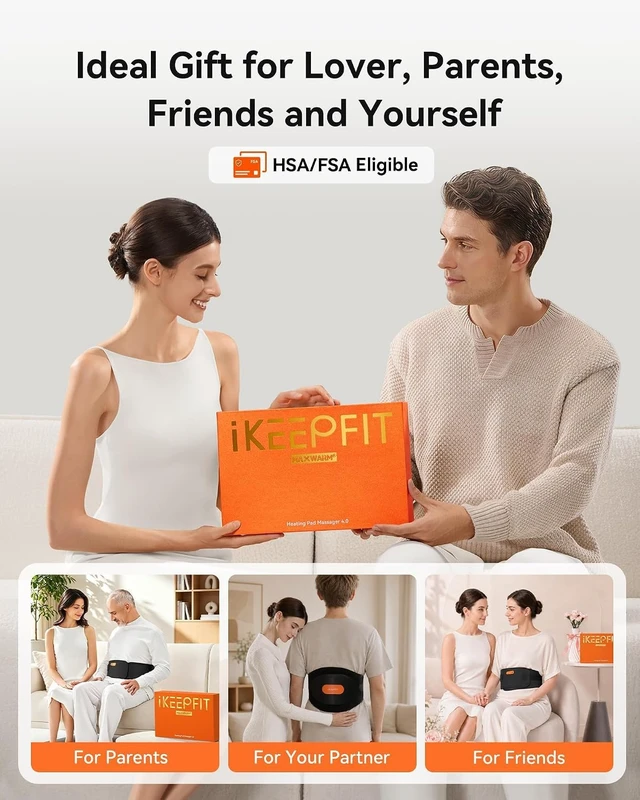 Alt view image 4 of 7 - Portable Heating Pad for Back Pain Relief, FSA Eligible HSA Gift | Cordless Heat Pads with Massager for Lower Back, 8000 mAh Rechargeable Battery, MAXwarm 3.0, Birthday Gifts for Women Men