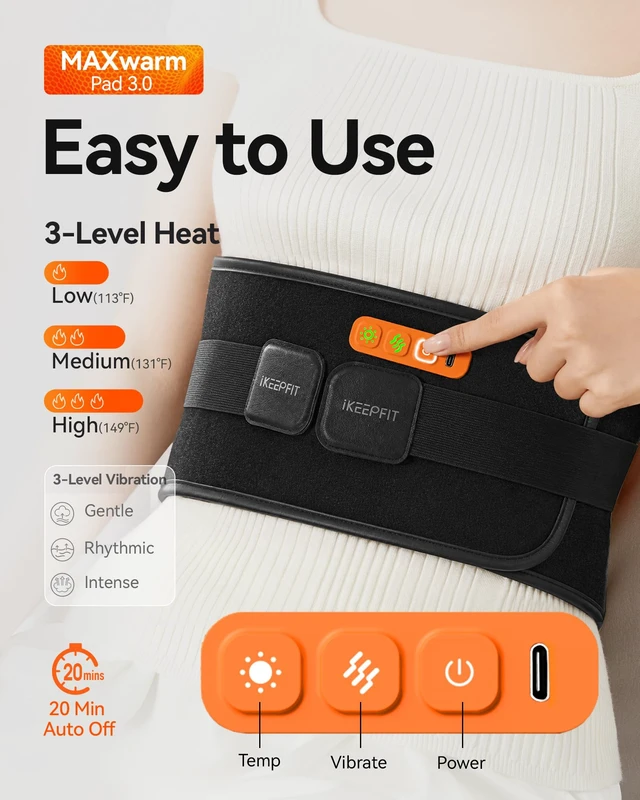 Alt view image 7 of 7 - Portable Heating Pad for Back Pain Relief, FSA Eligible HSA Gift | Cordless Heat Pads with Massager for Lower Back, 8000 mAh Rechargeable Battery, MAXwarm 3.0, Birthday Gifts for Women Men