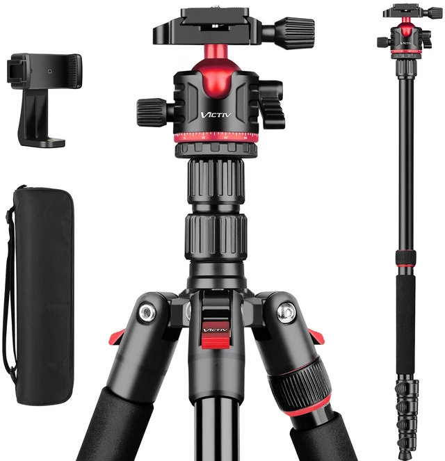 Main image of 78" Porfessional Tripod for Camera & Phone, Aluminum Tripod Monopod | Heavy Duty Tripod for DSLR, Spotting Scope,Telescope, Binoculars, Compact Camera Stand for Photography Video Recording Travel