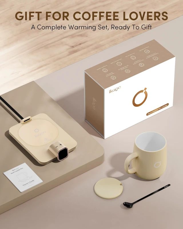 Alt view image 7 of 7 - Coffee Cup Warmer & Mug Set, 1 Precise Temp Control Mug Warmer | Auto Shut Off, Infrared Sensor, Dual Temp Display, / Optional, 15oz Mug with Spoon & Lid Included, Gifts for Men Women