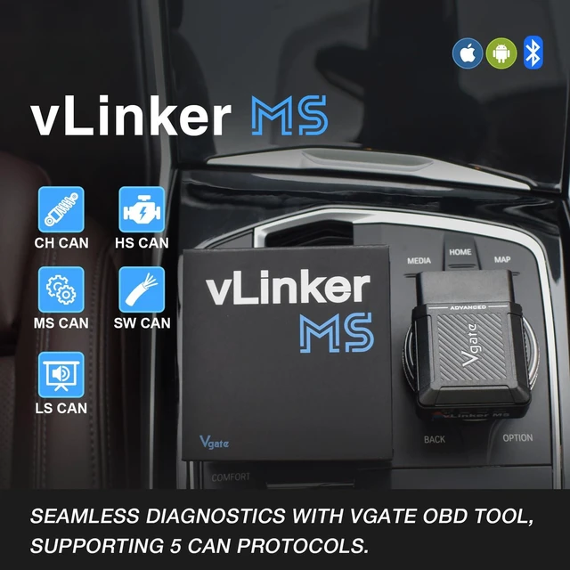 Alt view image 5 of 5 - vLinker MS Bluetooth OBD2 Car Scan Tool for iPhone/iOS, Android & Windows, Supports Multiple CAN Protocols (GMLAN, MS CAN, CH CAN, LS CAN)