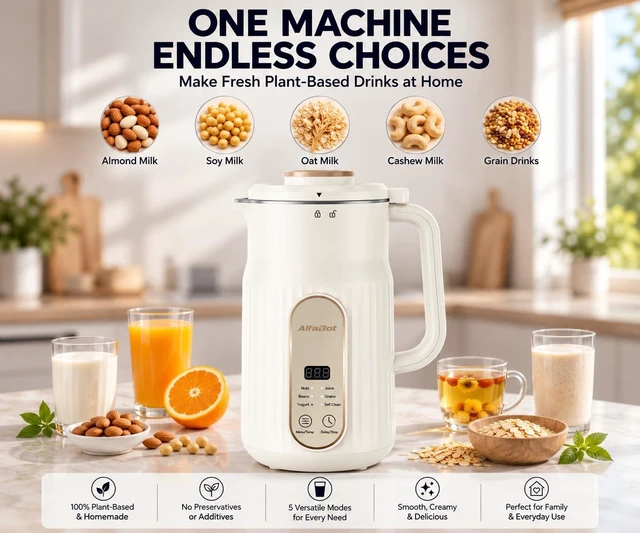 Alt view image 3 of 7 - Nut Milk Maker Machine,35OZ Plant Milk Self Clean Automatic Blender | Almond, Soy, Oat, Coconut, Grains, Juice, No Soaking, 12H Delay Start for Healthy Fresh Homemade Beverages