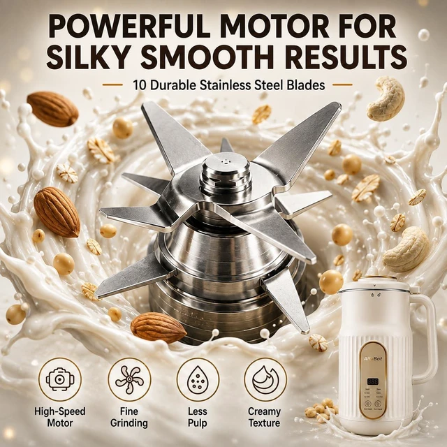 Alt view image 4 of 7 - Nut Milk Maker Machine,35OZ Plant Milk Self Clean Automatic Blender | Almond, Soy, Oat, Coconut, Grains, Juice, No Soaking, 12H Delay Start for Healthy Fresh Homemade Beverages