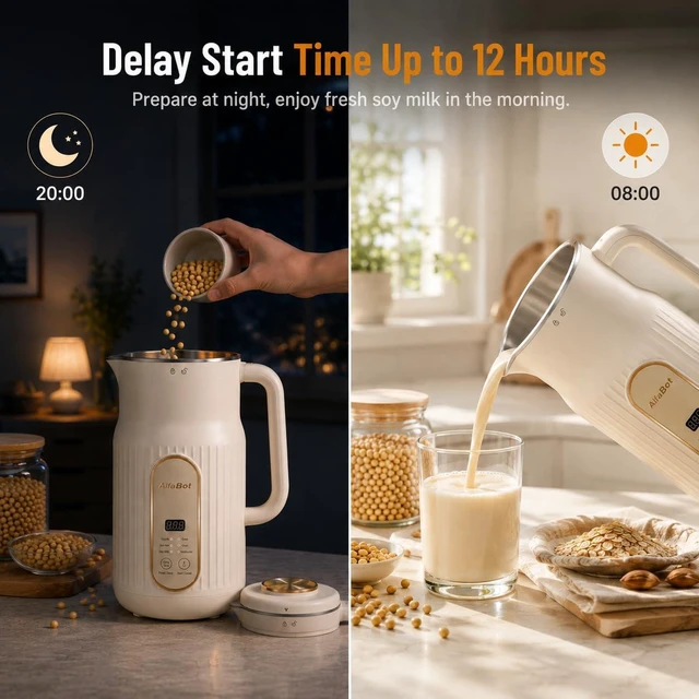 Alt view image 5 of 7 - Nut Milk Maker Machine,35OZ Plant Milk Self Clean Automatic Blender | Almond, Soy, Oat, Coconut, Grains, Juice, No Soaking, 12H Delay Start for Healthy Fresh Homemade Beverages