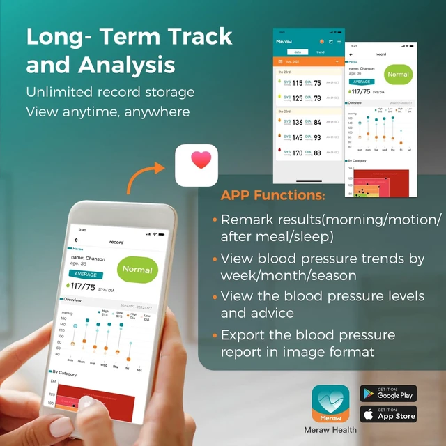 Alt view image 3 of 7 - Blood Pressure Cuff Automatic Arm, Blood Pressure Monitor Home Use, Blood Pressure Machine Large Arm 8.6-16.5" Dual Users Bluetooth APP High Accuracy Irregular Heartbeat Monitoring Bag