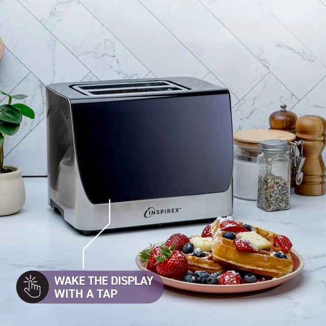 Alt view image 7 of 7 - Inspirex Touch Screen Display Smart Toaster, 2 Slice with 8 Bread Type and 7 Browning Modes, Automatic Lowering and Raising, Digital Countdown, Modern Style, Stainless Steel