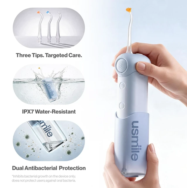 Alt view image 5 of 7 - C10 Portable Water Flosser for Travel, 95-Day Battery, IPX7, Blue | 180ml Tank, 4 Modes, 360° Nozzle, Cordless Oral Irrigator for Braces, Implants & Sensitive Teeth, Teeth Cleaner