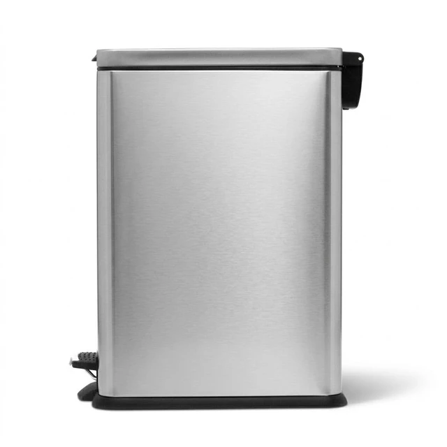 Alt view image 4 of 7 - 8 Gallon Kitchen Trash Can with Slim Fit Design | Stainless Steel with Soft-Close Step Pedal Lid, Bag Tuck Band for Easier Bag Changes, Rectangular Shape, Silver