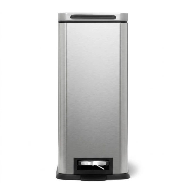 Alt view image 3 of 7 - 8 Gallon Kitchen Trash Can with Slim Fit Design | Stainless Steel with Soft-Close Step Pedal Lid, Bag Tuck Band for Easier Bag Changes, Rectangular Shape, Silver