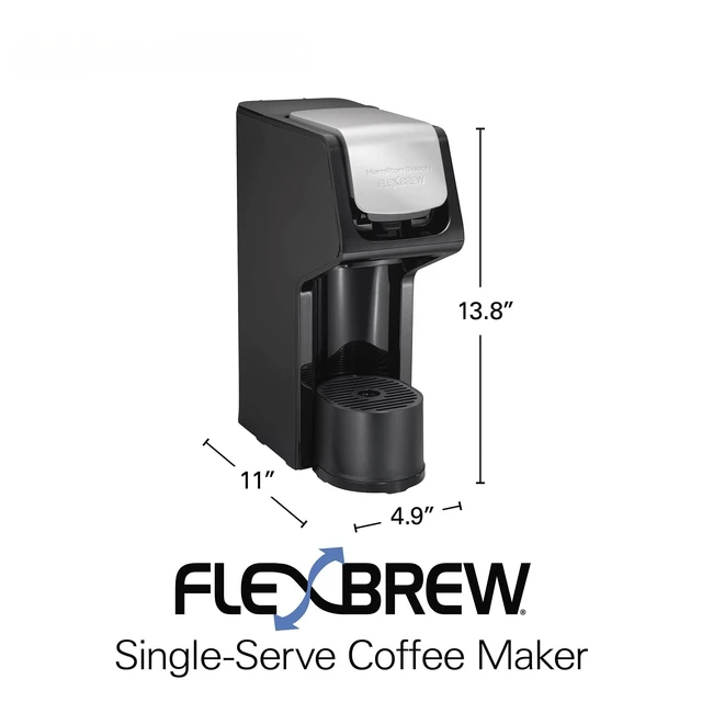 Alt view image 7 of 7 - FlexBrew Single Serve Coffee Maker | Uses Pod Packs and Grounds | Regular & Bold Options | Slim Design | 14 oz. Reservoir | Fast Brewing | Black