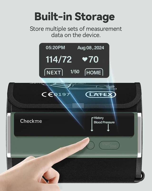 Alt view image 3 of 7 - Blood Pressure Monitor for Home Use - Upper Arm Cuff, Bluetooth BP Machine, Accurate Readings in 30 sec, App Enabled for iOS & Android, Store BP Readings, Green