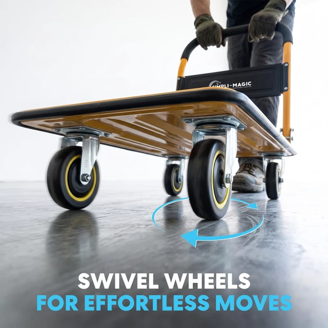 Alt view image 3 of 6 - Push Cart Dolly, 330 LBS Foldable Moving Platform Hand Truck Easy Storage, 360 Degree Swivel Wheels Flat Bed Cart