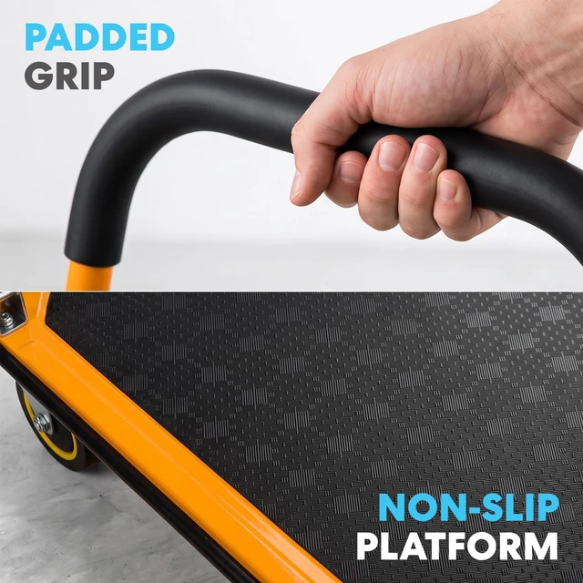 Alt view image 5 of 6 - Push Cart Dolly, 330 LBS Foldable Moving Platform Hand Truck Easy Storage, 360 Degree Swivel Wheels Flat Bed Cart