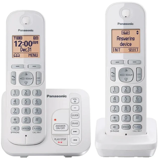 Main image of 2 Handset Cordless Phone with Digital Answering System and Caller ID, Expandable Up to 6 Handsets White - Two Handsets with Call Block DECT 6.0 Model KX-TG7122SK