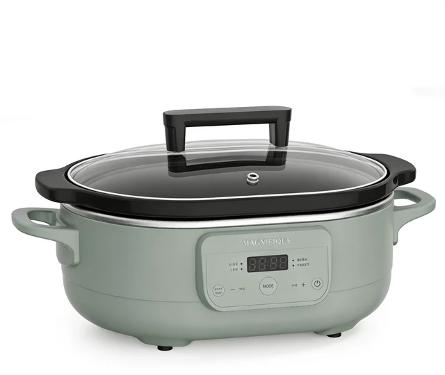 Main image of 6 Quart Programmable Slow Cooker Removable Healthy Nonstick Pot - Small Kitchen Appliance for Family Dinners - Serves 6+ People - Heat Settings: Keep Warm Olive