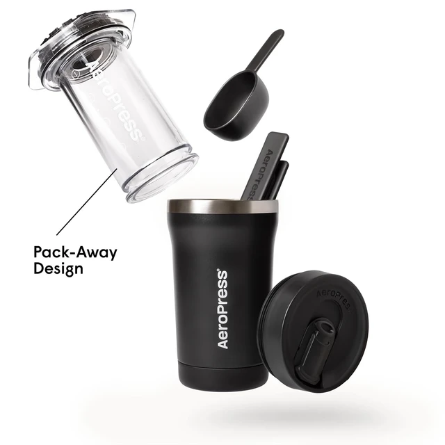 Alt view image 3 of 6 - Go Plus Portable Coffee Maker Kit, Black | Small, Travel, Camping & Office, All-in-One French Press, Pour-Over & Espresso Style Manual Brewer