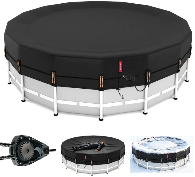 Main image of 18ft Winter Pool Cover,Windproof Patented Ratchet&Heavy Duty Fabric | Snug Fit Weight Rings&Drawstring Design,Tear Resistant,Blocks Leaves &Waterproof,Outdoor Above Ground Pools Protection