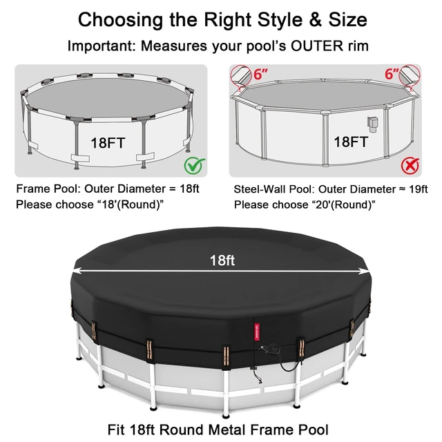 Alt view image 7 of 7 - 18ft Winter Pool Cover,Windproof Patented Ratchet&Heavy Duty Fabric | Snug Fit Weight Rings&Drawstring Design,Tear Resistant,Blocks Leaves &Waterproof,Outdoor Above Ground Pools Protection