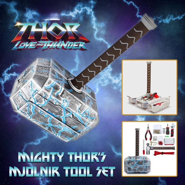 Alt view image 2 of 7 - Mighty Thor's Hammer Mjolnir 91-Piece Tool Set, All-In-One Kit | Gadgets Include Screwdrivers, Wrench, Hammer, Pliers, Hook Sets, and More