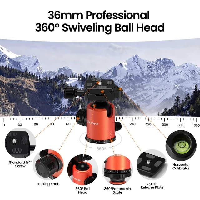 Alt view image 5 of 7 - 77 Tripod, Camera Tripod for DSLR, Compact Aluminum Tripod with 360 Degree Ball Head and 8kgs Load for Travel and Work