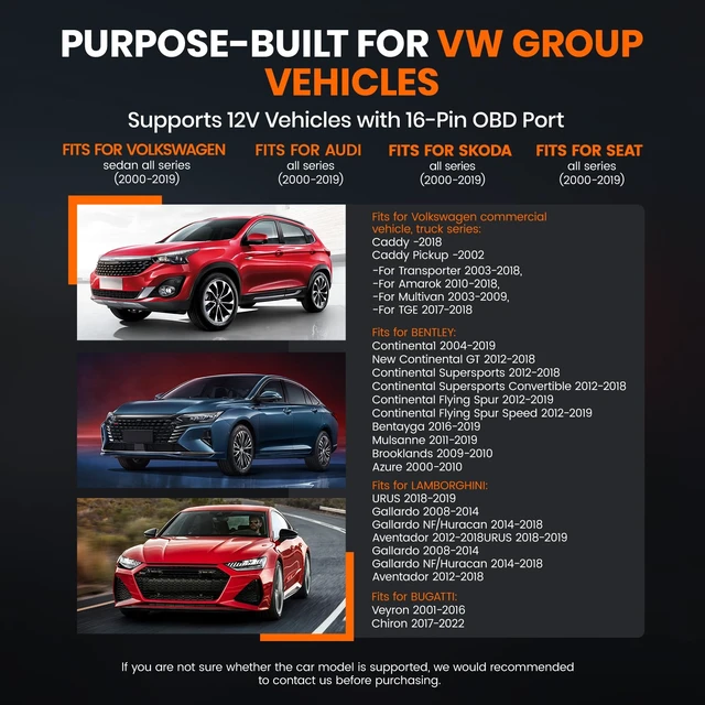 Alt view image 5 of 7 - VD500 OBD2 Scanner Diagnostic Tool for Volkswagen VW Audi Skoda Seat Diagnosis Check Engine Light EPB ABS SRS Code Reader Oil Throttle Position Adaption Brake Pad Reset