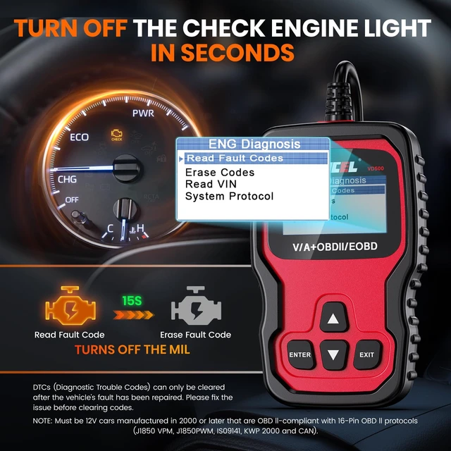 Alt view image 6 of 7 - VD500 OBD2 Scanner Diagnostic Tool for Volkswagen VW Audi Skoda Seat Diagnosis Check Engine Light EPB ABS SRS Code Reader Oil Throttle Position Adaption Brake Pad Reset