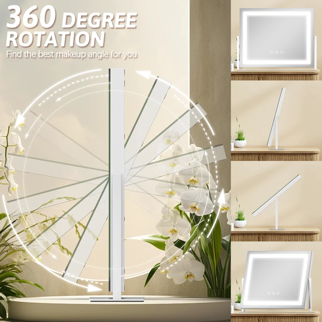 Alt view image 7 of 7 - Vanity Mirror with Lights 22"x18", Lighted Makeup Mirror with 10X Magnification, Smart Touch 3 Colors Dimmable, 360° Rotation, Women Gift, Dresser Mount, Bathroom (White)