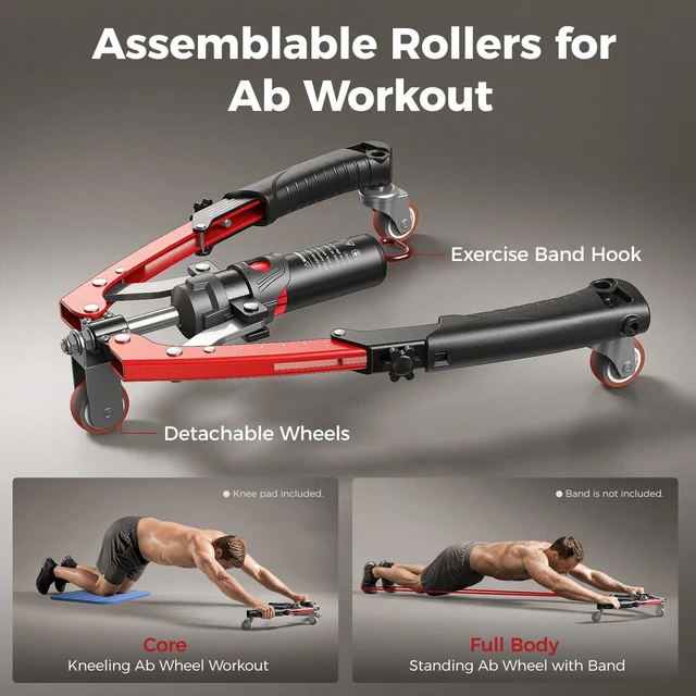 Alt view image 7 of 7 - Twister Arm Trainer, Hydraulic Power Core Twister Chest Workout Equipment, Adjustable 22-440LBS Chest Trainer for Men, 3 in 1 Chest Arm Exerciser with Ab Roller Wheel - Red
