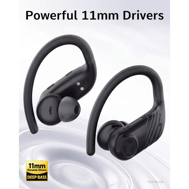 Alt view image 3 of 7 - X3-Pro Earbuds Wireless Bluetooth, Earhook IPX5 11H Powerbank | Bluetooth Running Headphones, gaming mode 60ms, wireless charging case, secure earhook, ENC mics, BT 5.4, 9g ultra-light
