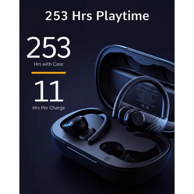 Alt view image 4 of 7 - X3-Pro Earbuds Wireless Bluetooth, Earhook IPX5 11H Powerbank | Bluetooth Running Headphones, gaming mode 60ms, wireless charging case, secure earhook, ENC mics, BT 5.4, 9g ultra-light