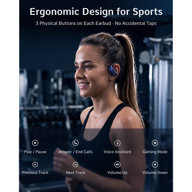 Alt view image 6 of 7 - X3-Pro Earbuds Wireless Bluetooth, Earhook IPX5 11H Powerbank | Bluetooth Running Headphones, gaming mode 60ms, wireless charging case, secure earhook, ENC mics, BT 5.4, 9g ultra-light