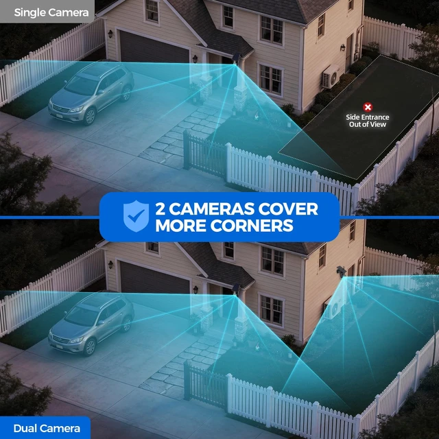 Alt view image 2 of 7 - 2K 360° View Security Cameras Wireless Outdoor, Solar Cameras for Home Security, Color/IR Illumination Night Vision, AI Detection, 2-Way Audio, Siren Alarm, SD/Cloud Storage, 2.4g WiFi