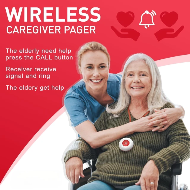 Alt view image 2 of 7 - Wireless Caregiver Pager Call Button Call Bell Medical Alert System | Easy Setup, Whole-House Coverage, Peace of Mind, Waterproof Call Button for Elderly, Seniors, Patients and Home Caregivers