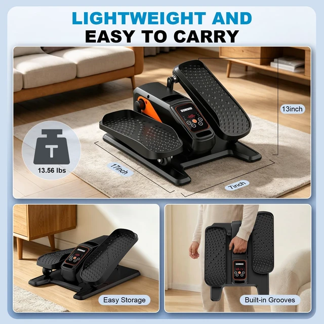 Alt view image 7 of 7 - Under Desk Elliptical Machine, Portable, 15 Adjustable Speed, Black | Electric Elliptical as Seen on TV for Seniors Adults, Quiet Electric Seated Pedal Exerciser for Home Office
