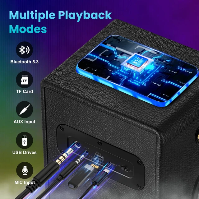 Alt view image 5 of 7 - Bluetooth Speaker, 80W Peak Wireless Portable Outdoor Speakers | Deep Bass, LED Colorful Lights, Loud Stereo Sound Boombox with TWS for Home, Camping, Travel, Party