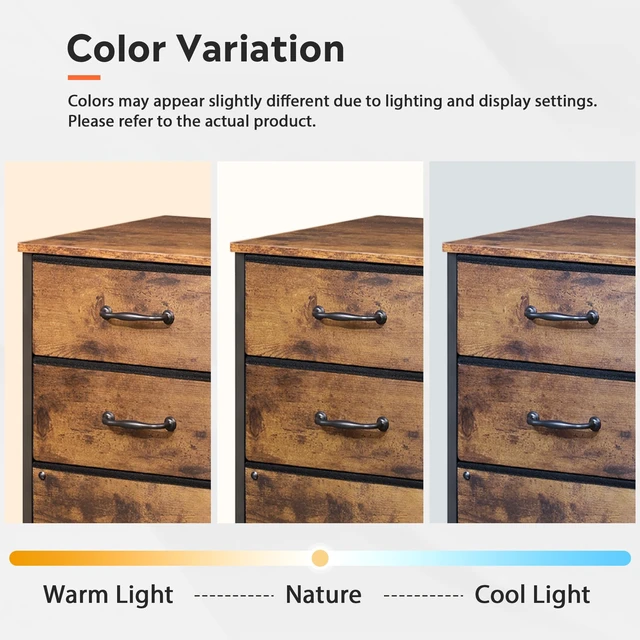 Alt view image 5 of 7 - 3 Drawer Mobile File Cabinet, Fabric Lateral Filing Cabinet | Rolling Printer Stand with Open Storage Shelf, Fits A4 or Letter Size for Home Office, Rustic Brown Wood Grain Print